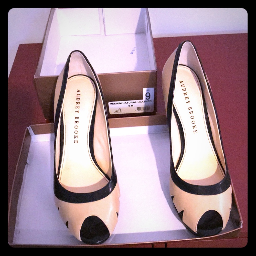Audrey Brooke Natural Leather Platform Heels